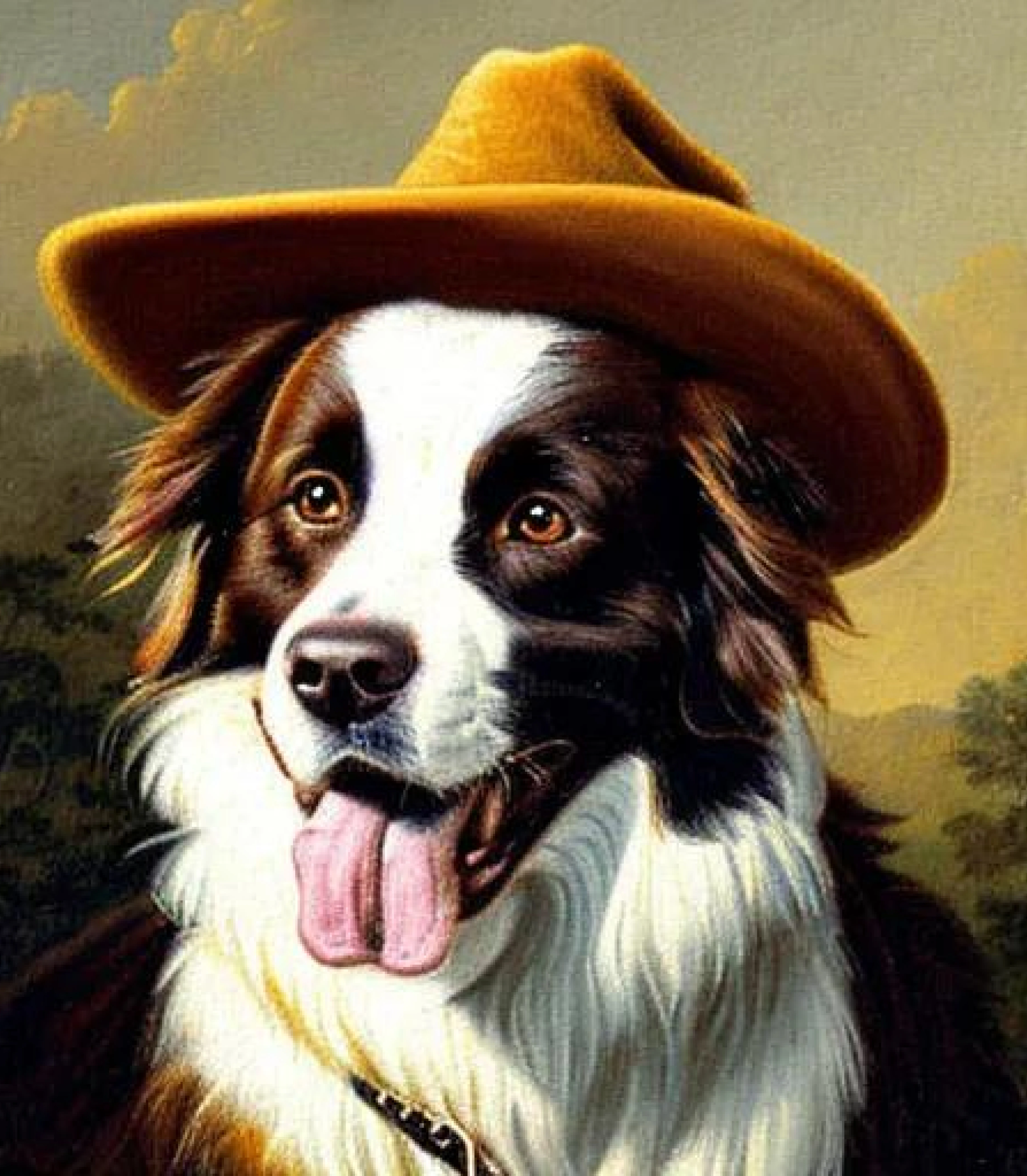Border Collie in Realistic Cowboy painting style created using AI Draw Border Collie in Realistic Cowboy painting style created using AI Draw