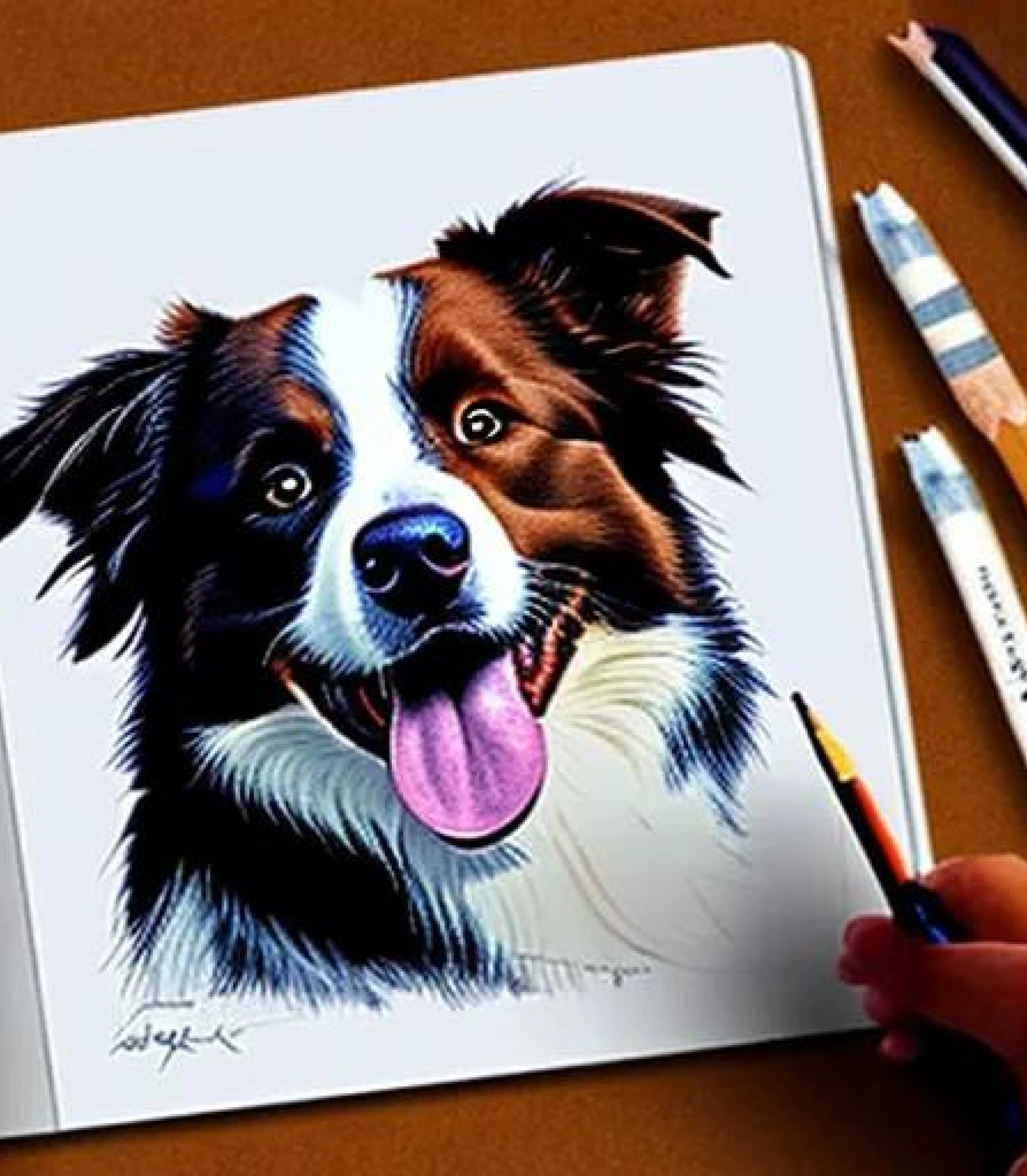 Border Collie in Coloured pencil sketch created using AI Draw Border Collie in Coloured pencil sketch created using AI Draw