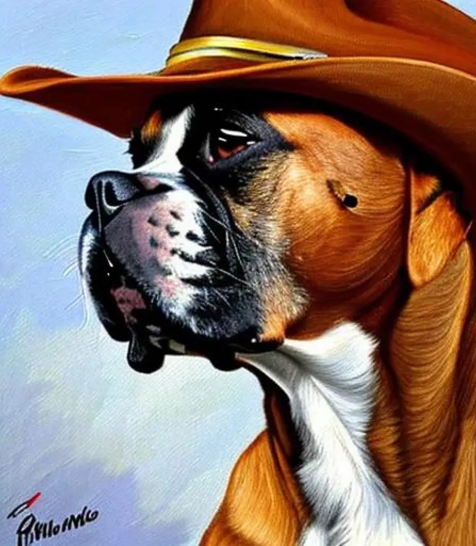 Boxer in Cowboy art style created using AI Draw Boxer in Cowboy art style created using AI Draw