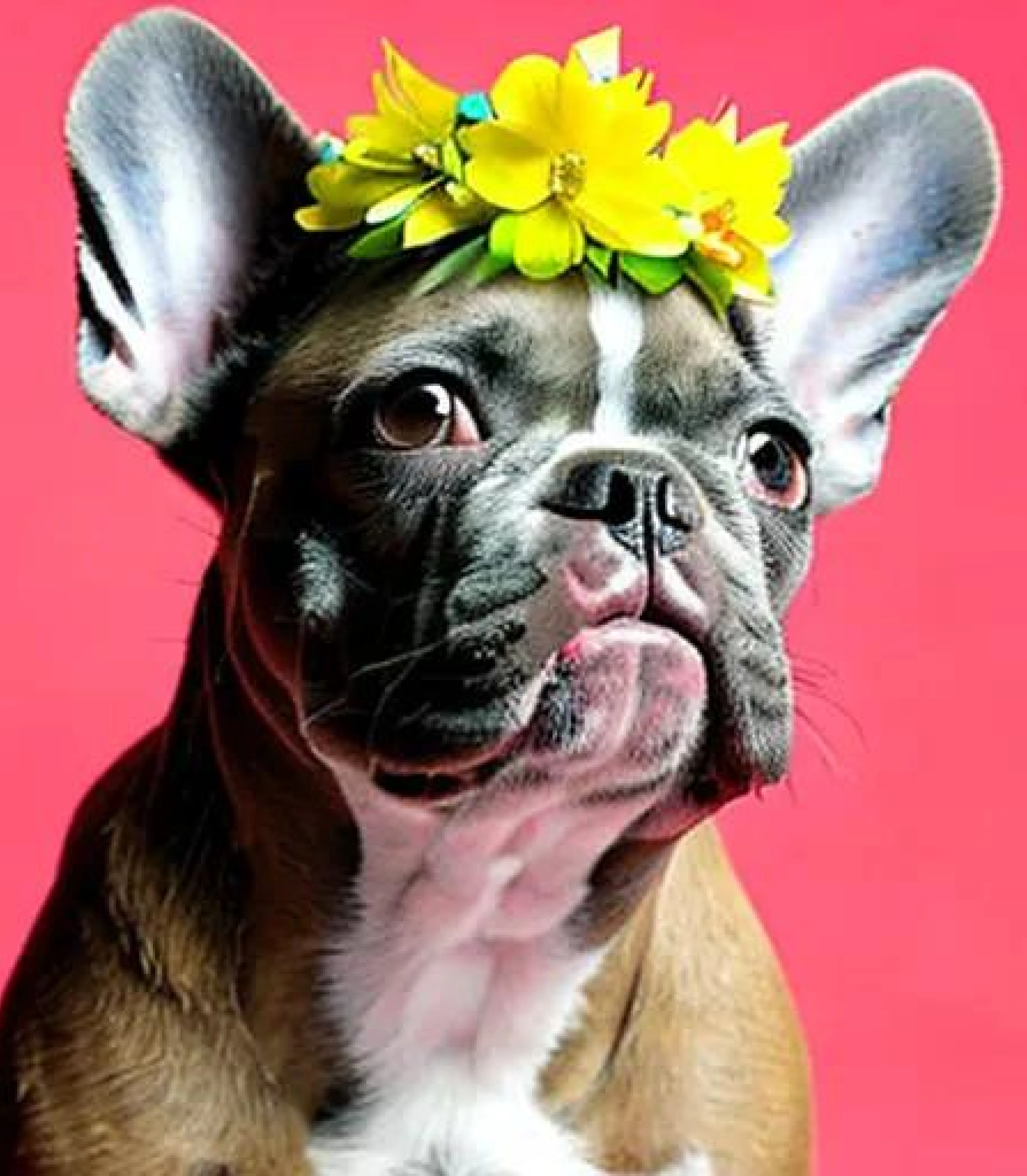 Bulldog in Stunning Yellow flower crown style created using AI Draw Bulldog in Stunning Yellow flower crown created using AI Draw