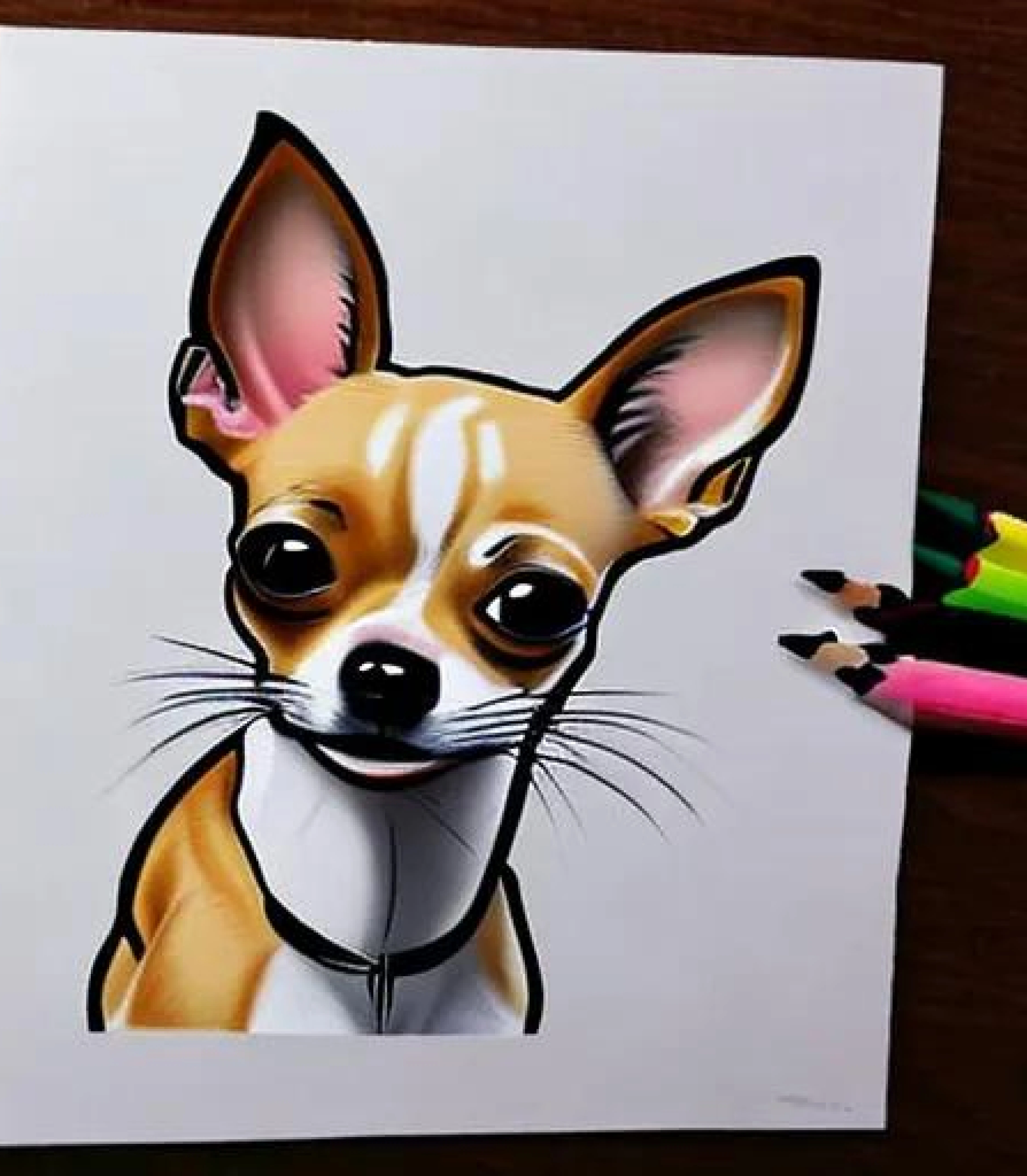 Chihuahua in Pencil sketch art created using AI Draw our online AI Art generator Chihuahua in Colourful pencil sketch style and Bowtie created using AI Draw our online AI Art generator