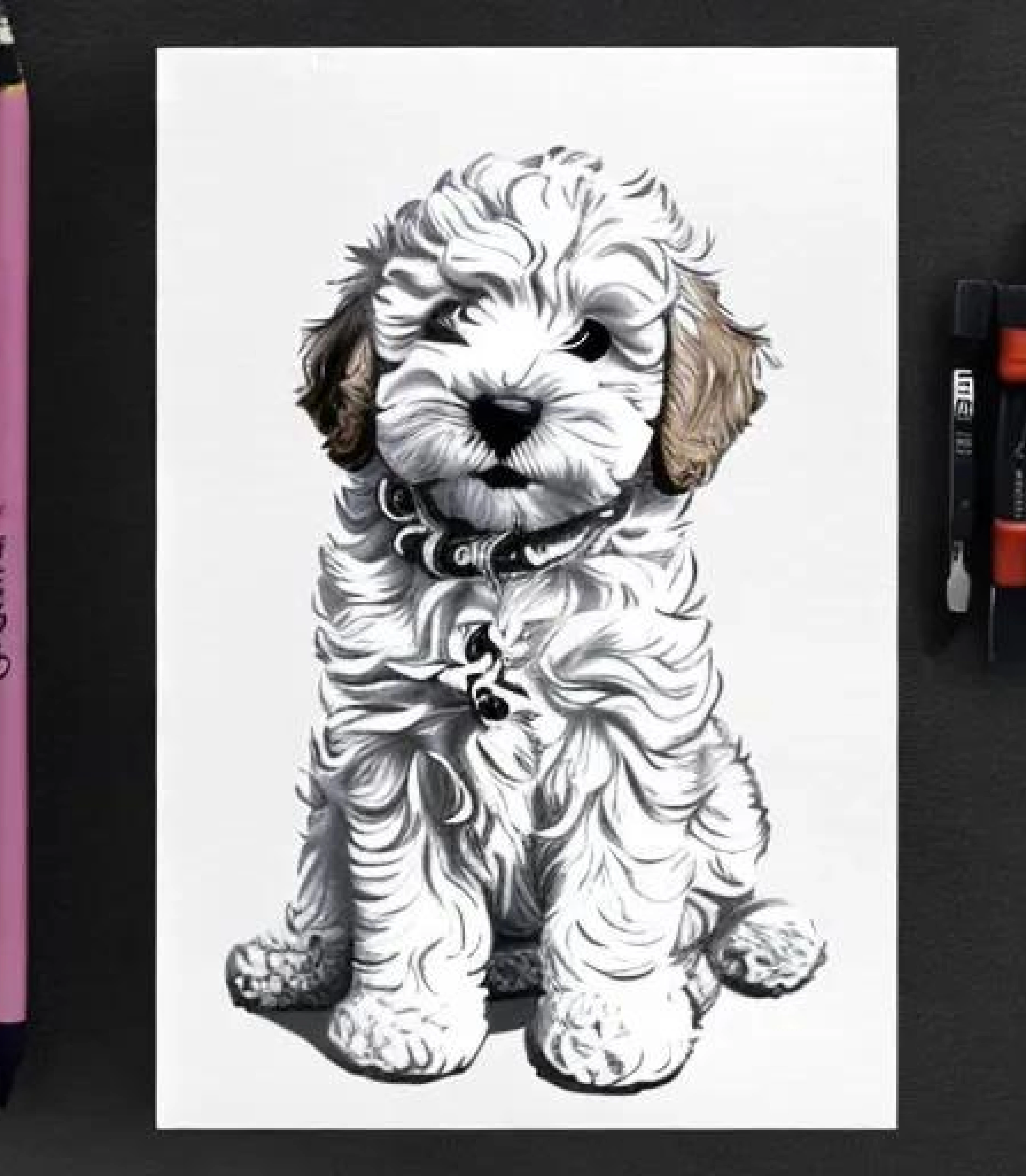 Cockapoo in Digital Art style created using AI Draw Cockapoo in Digital Art style created using AI Draw