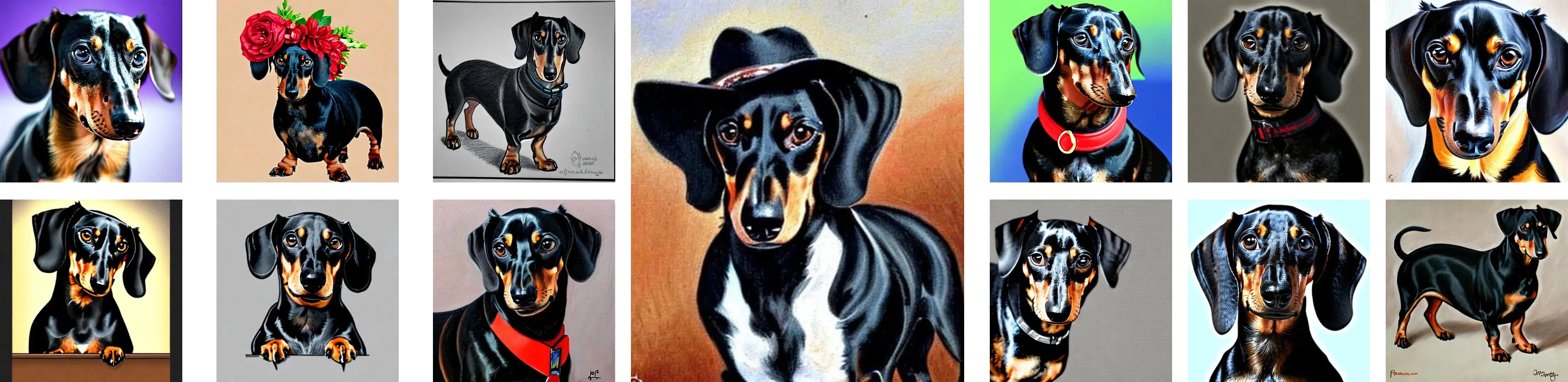 Dachshunds In a range of popular AI draw styles Dachshunds In a range of popular AI draw styles