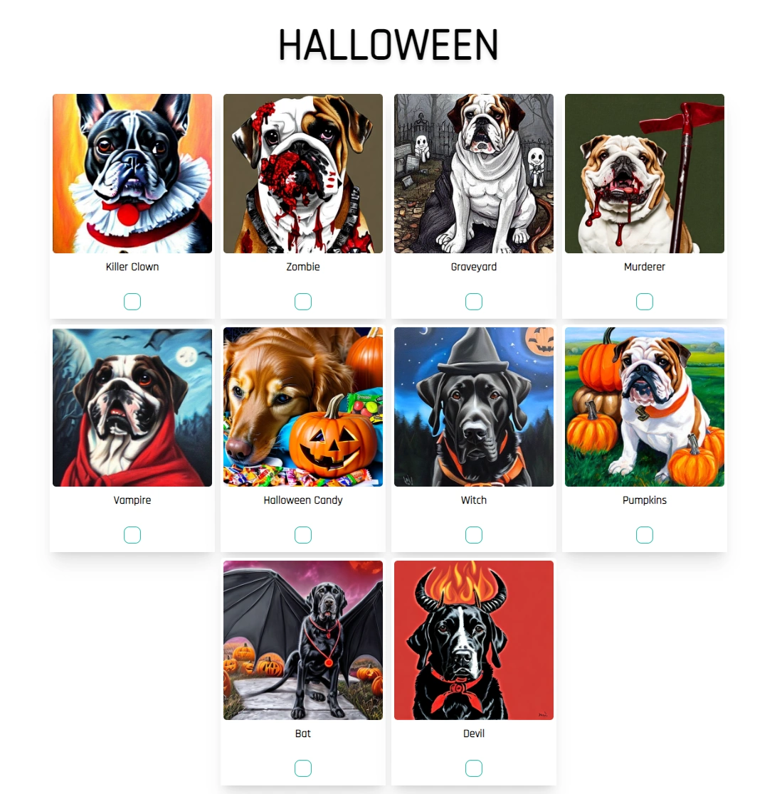 Dog Halloween styles created using AI Draw our online AI Art generator Halloween Dog styles and AI Artwork for AI Draw