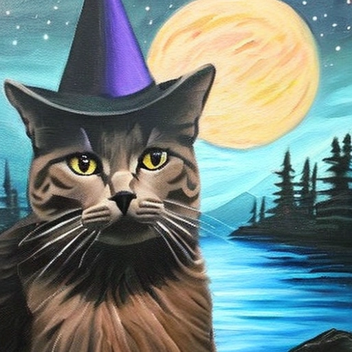 Midnight Grey Cat Witch created using AI Draw our online AI Art generator Midnight Grey Cat Witch AI Art