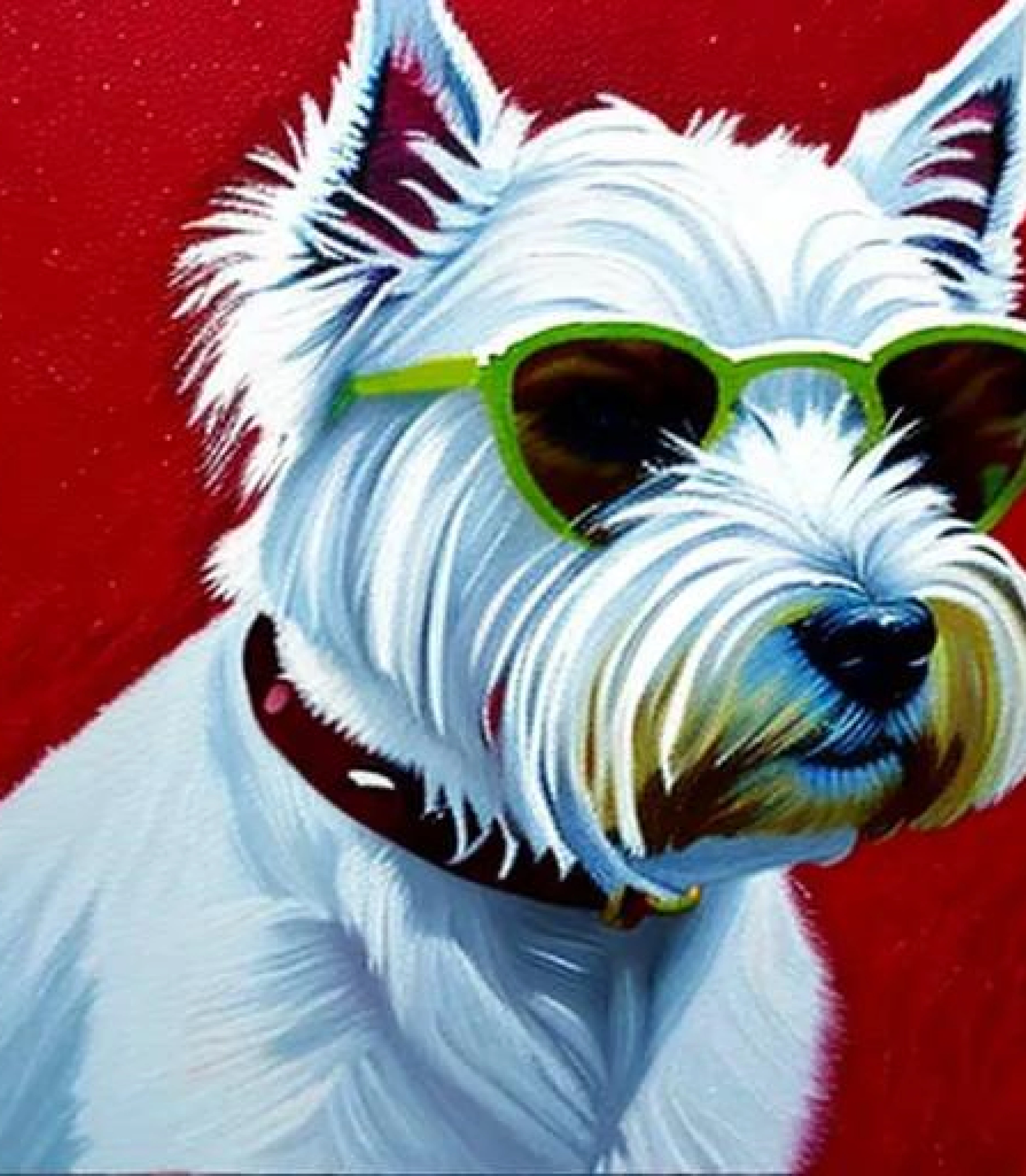 West Highland Terrier in Funky shades art created using AI Draw our online AI Art generator West Highland Terrier in Funky Shade inspired Painting created using AI Draw our online AI Art generator