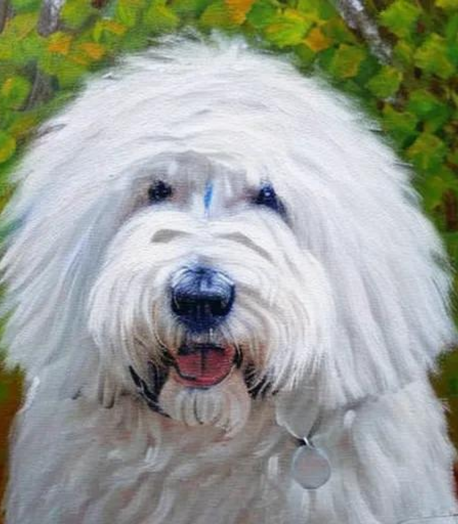 The Old English Sheepdog in Oil painting on canvas style created using AI Draw The Old English Sheepdog in Oil painting on canvas style created using AI Draw