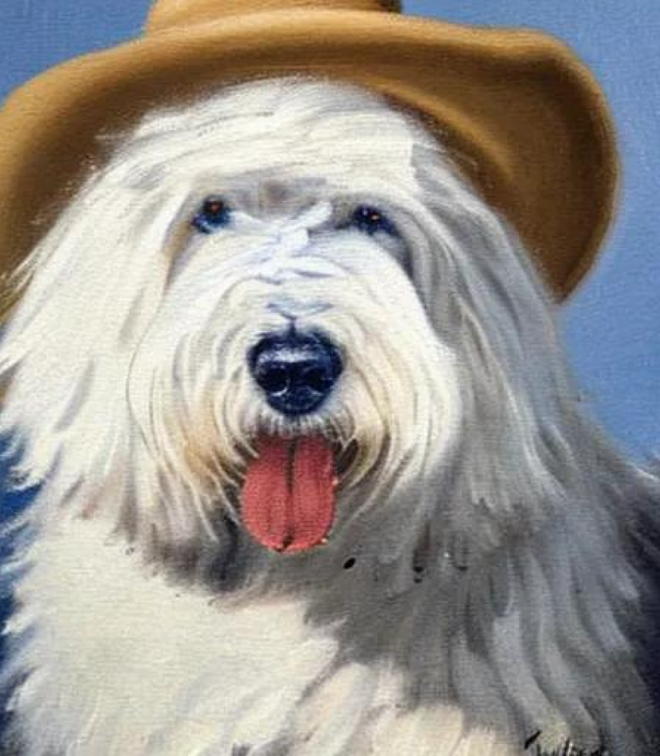 The Old English Sheepdog in Country style Hat created using AI Draw The Old English Sheepdog in Country style Hat created using AI Draw
