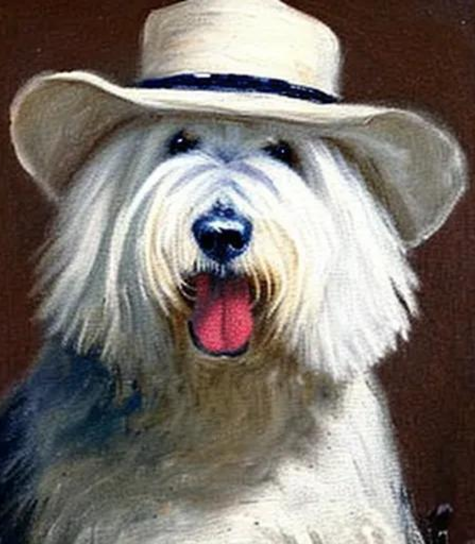 The Old English Sheepdog in Relaxed sun hat created using AI Draw The Old English Sheepdog in Relaxed sun hat created using AI Draw