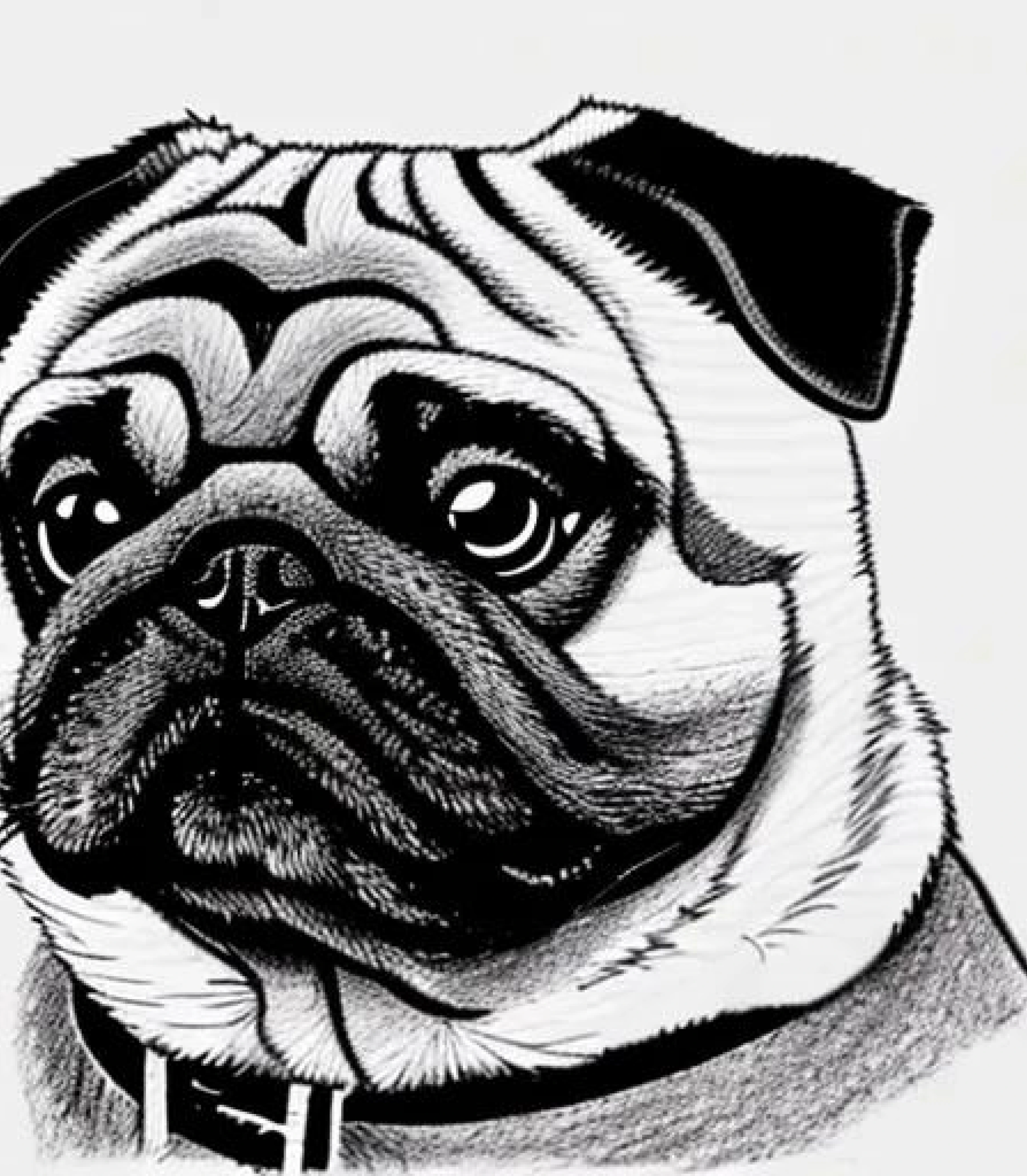 Pug in Hand drawn sketch monochrome style created using AI Draw Pug in Hand drawn sketch monochrome style created using AI Draw