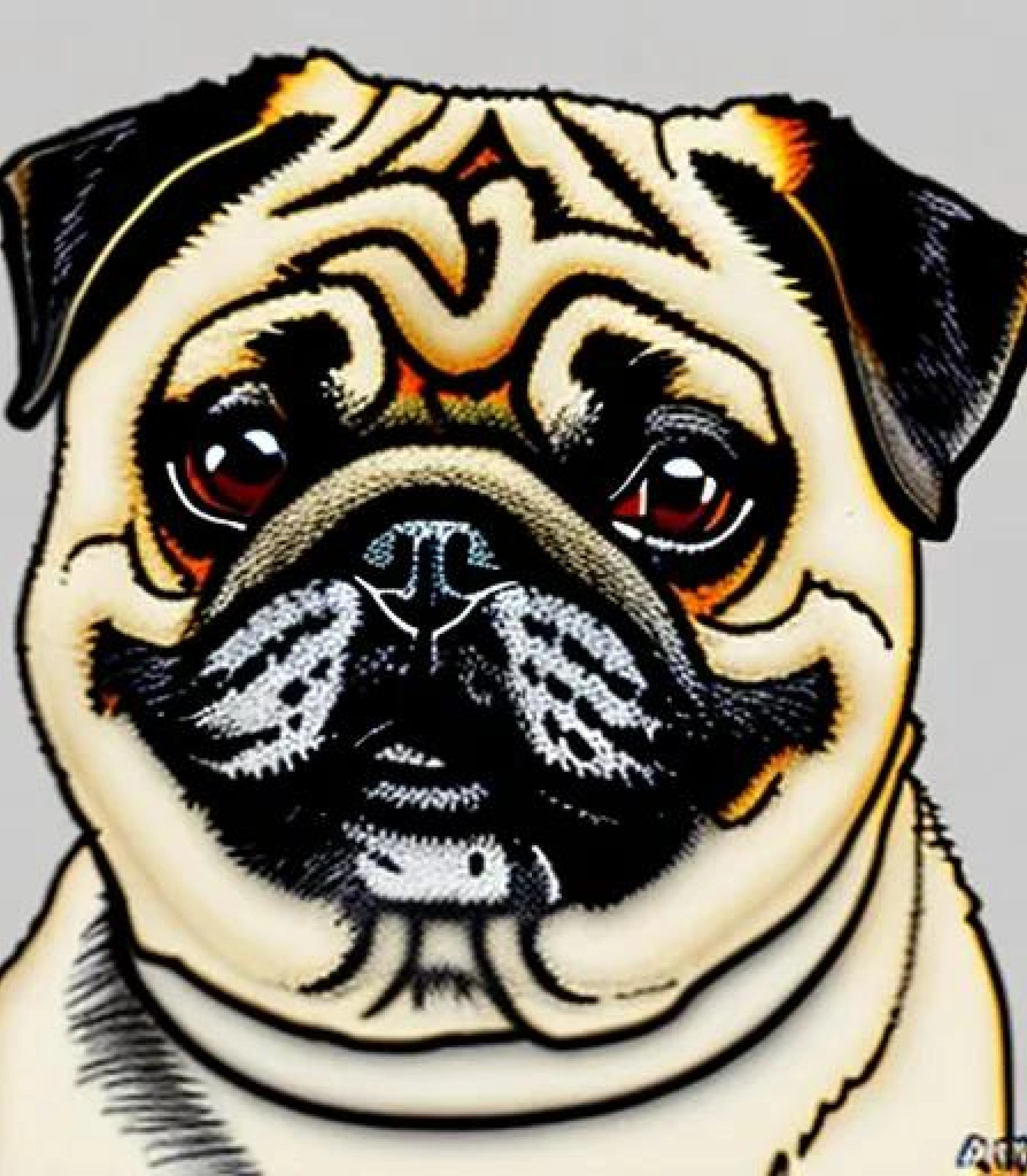 Pug in Cartoon Digital art style created using AI Draw Pug in Cartoon Digital art style created using AI Draw