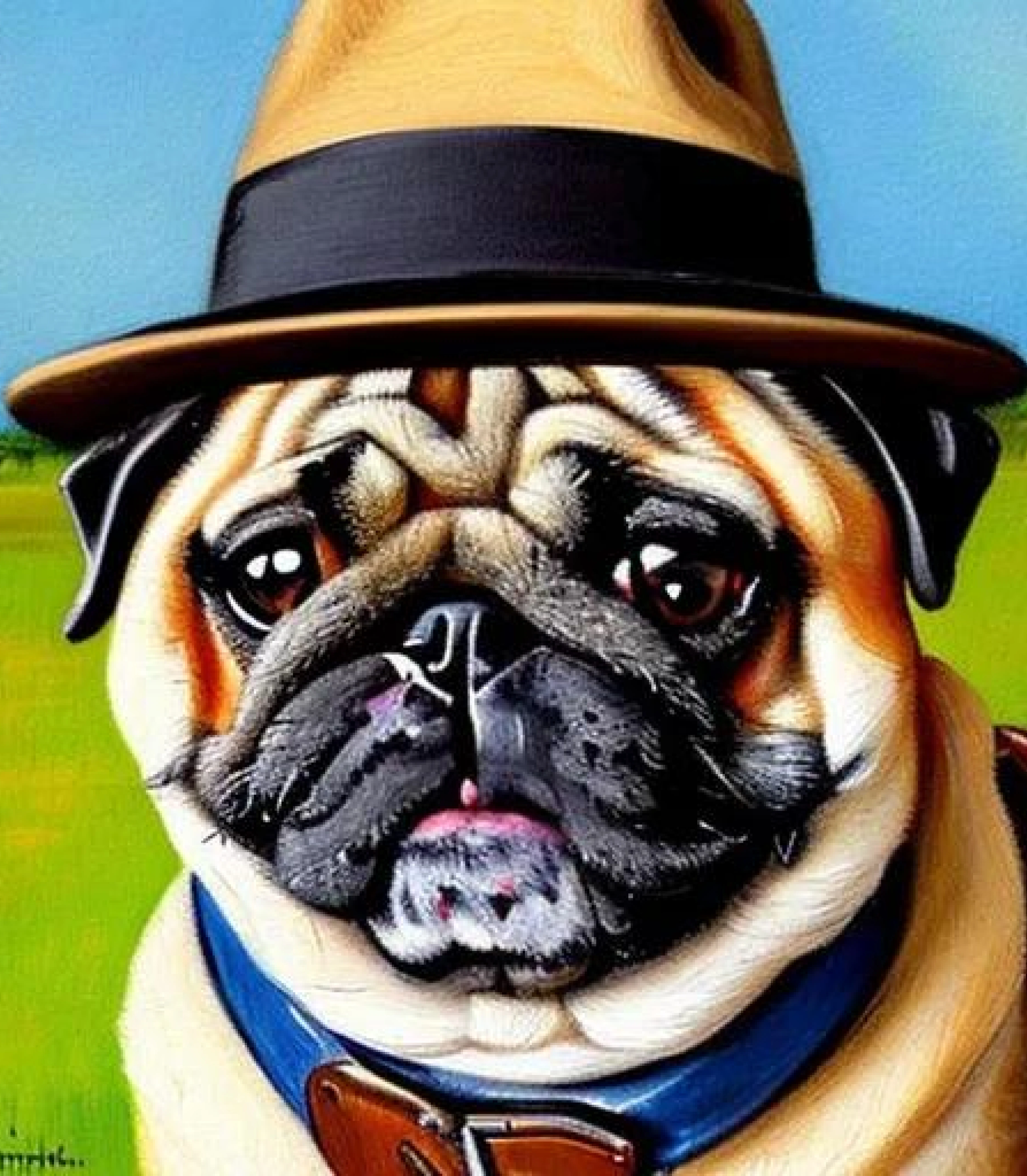 Pug in SCountry Hat created using AI Draw Pug in Country Hat created using AI Draw