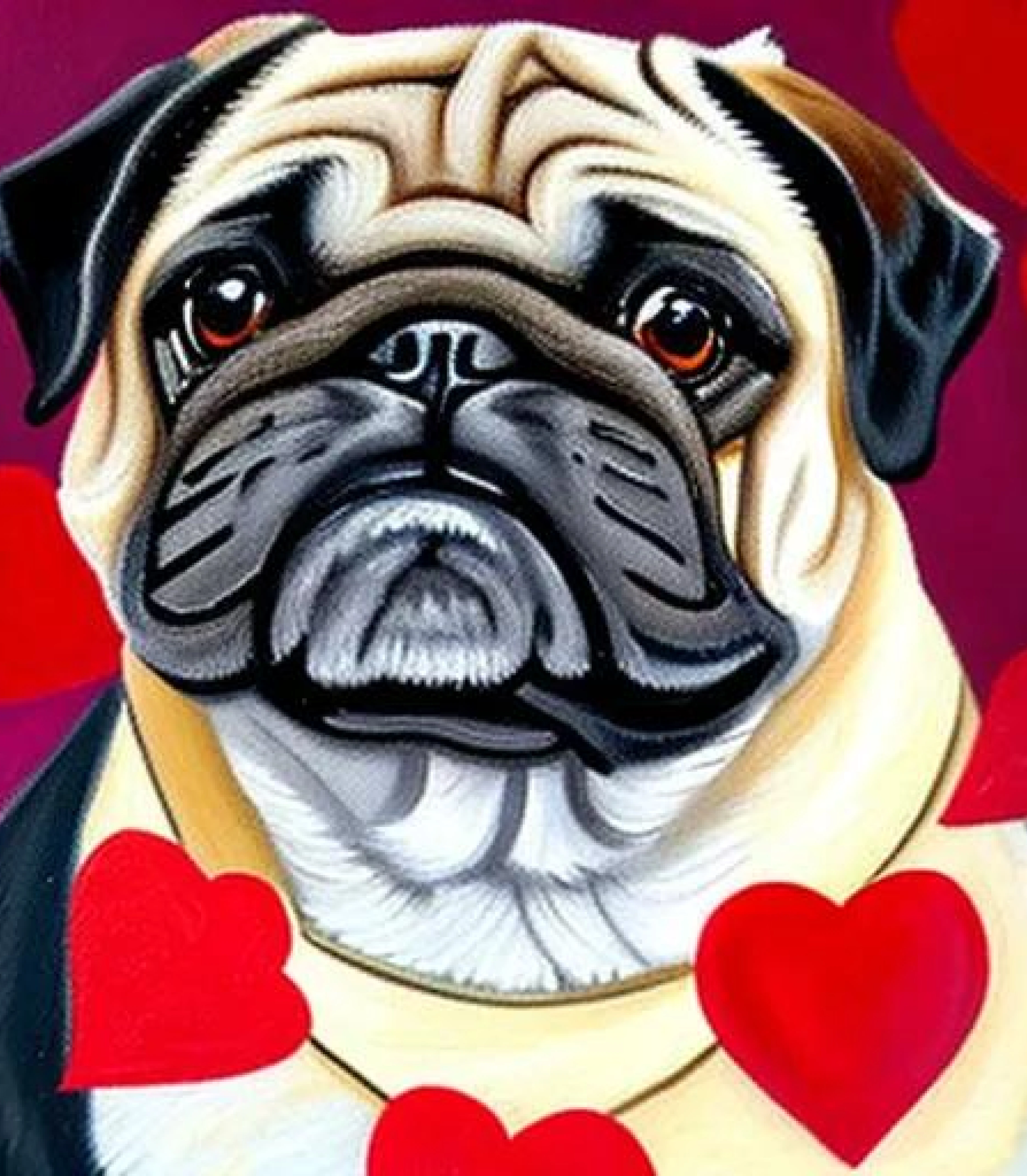 Pug in Valentines Heart Style created using AI Draw Pug in Valentines Heart style created using AI Draw