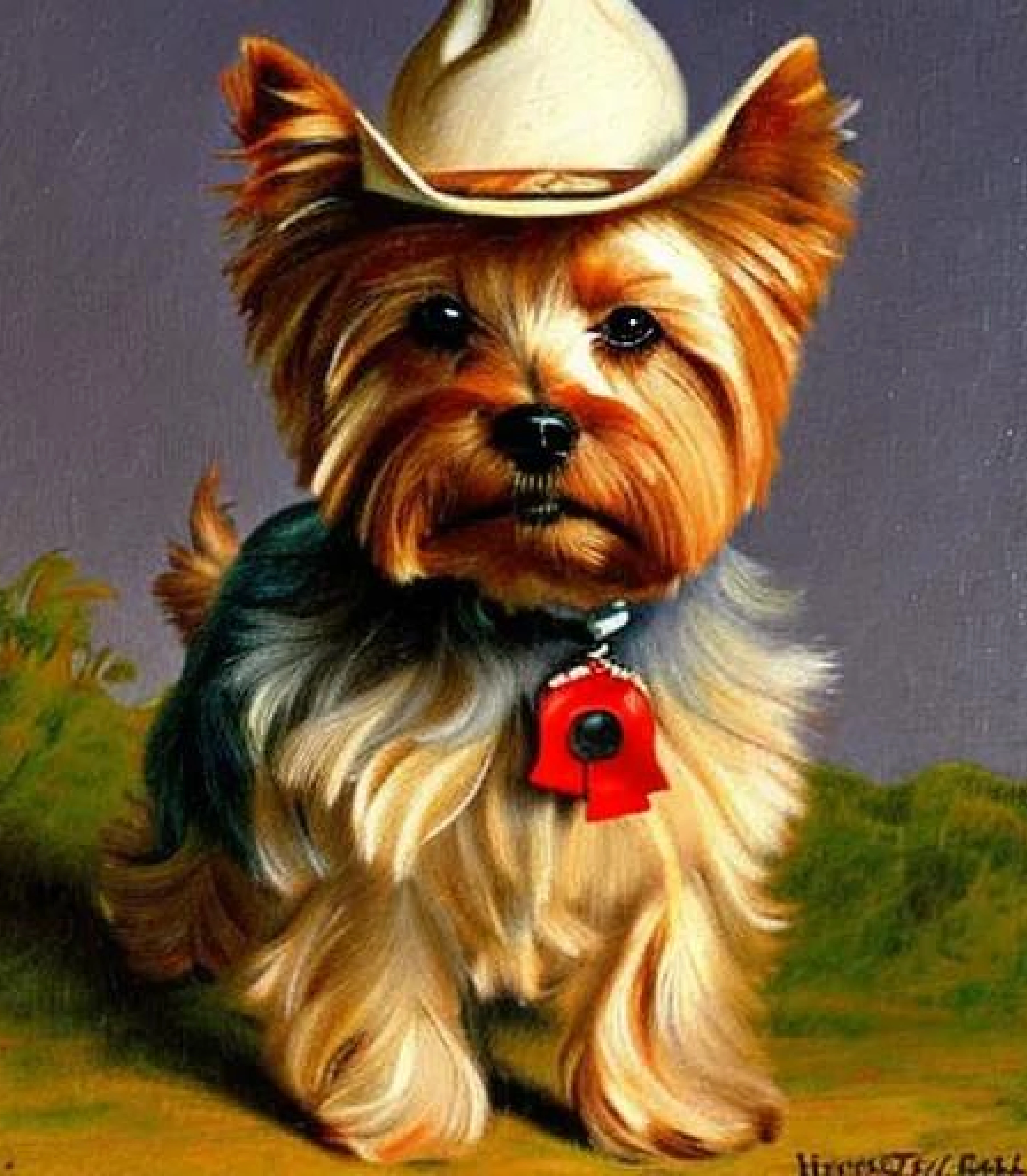 Yorkshire terrier in Realistic Cowboy painting style created using AI Draw our online AI Art generator Yorkshire terrier in Realistic Cowboy painting style created using AI Draw our online AI Art generator
