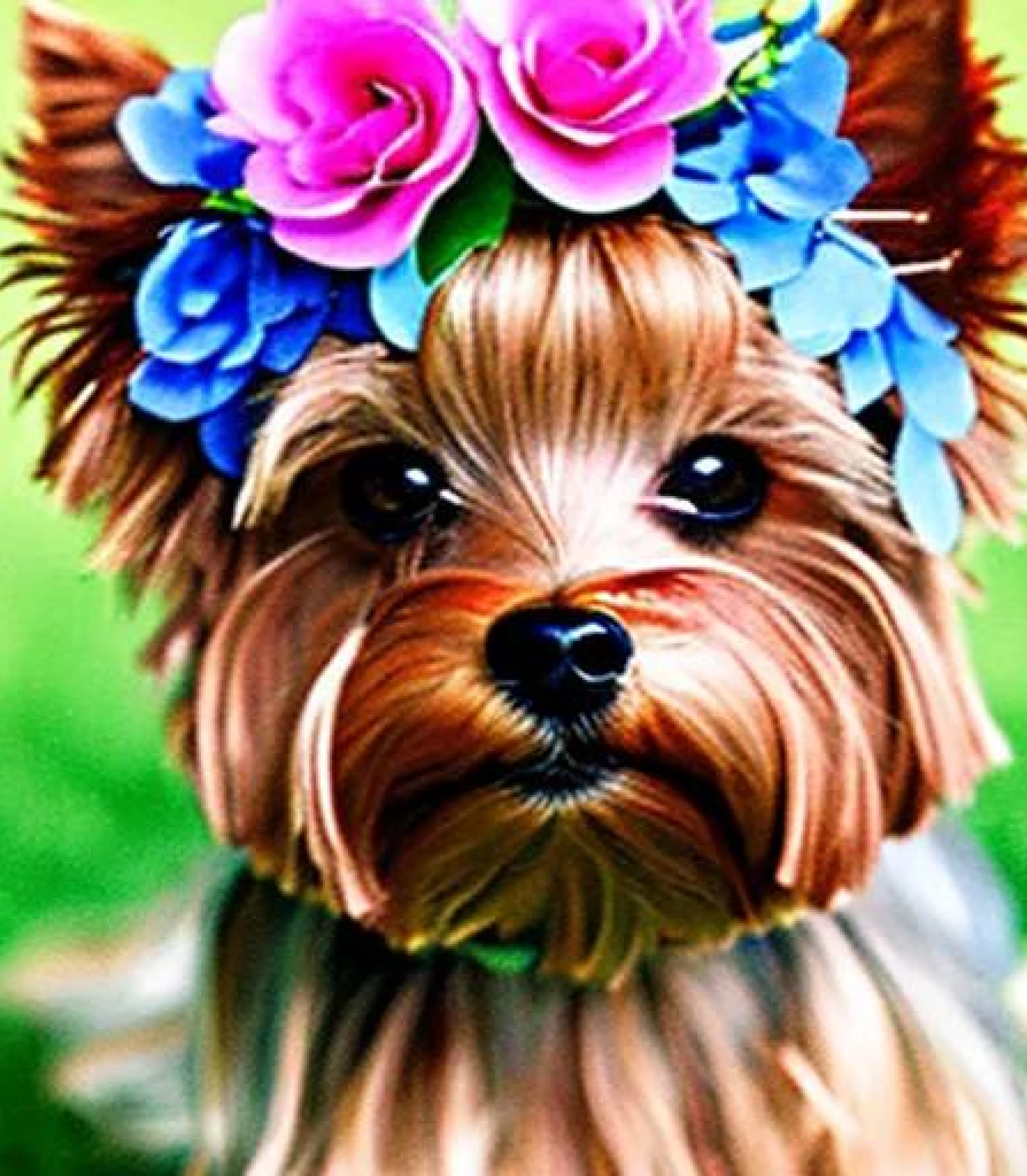 Yorkshire terrier in Stunning flower crown style created using AI Draw our online AI Art generator Yorkshire terrier in Stunning flower crown created using AI Draw our online AI Art generator